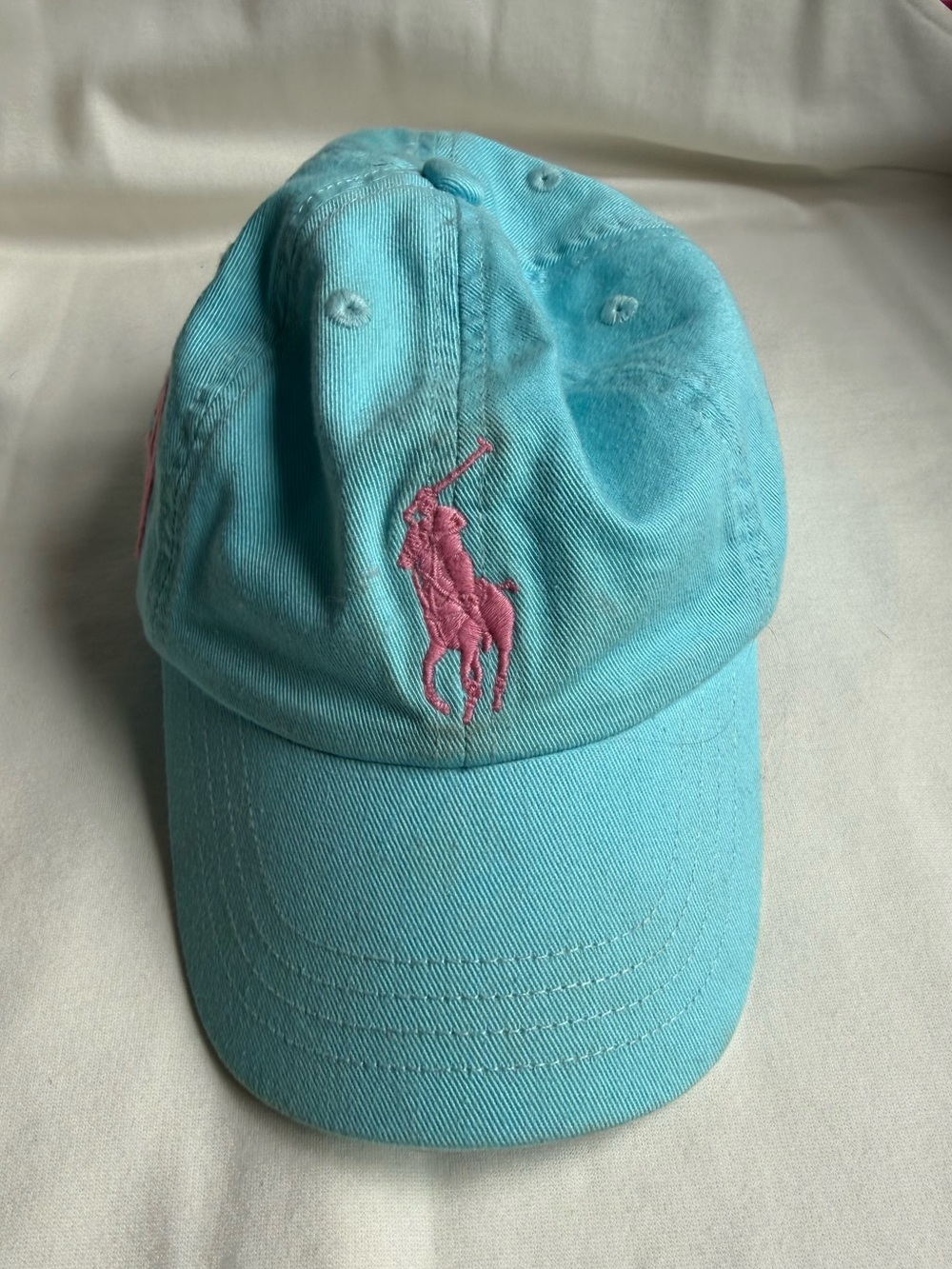 Polo by Ralph Lauren Turquoise Kids Cap with Pink Polo Logo